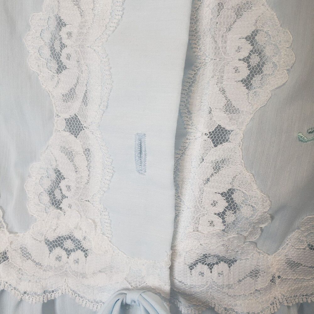 Vintage Barbizon Two-piece Peignoir Set Blue Robe & Gown Grandmacore Cottagecore - Picture 6 of 8